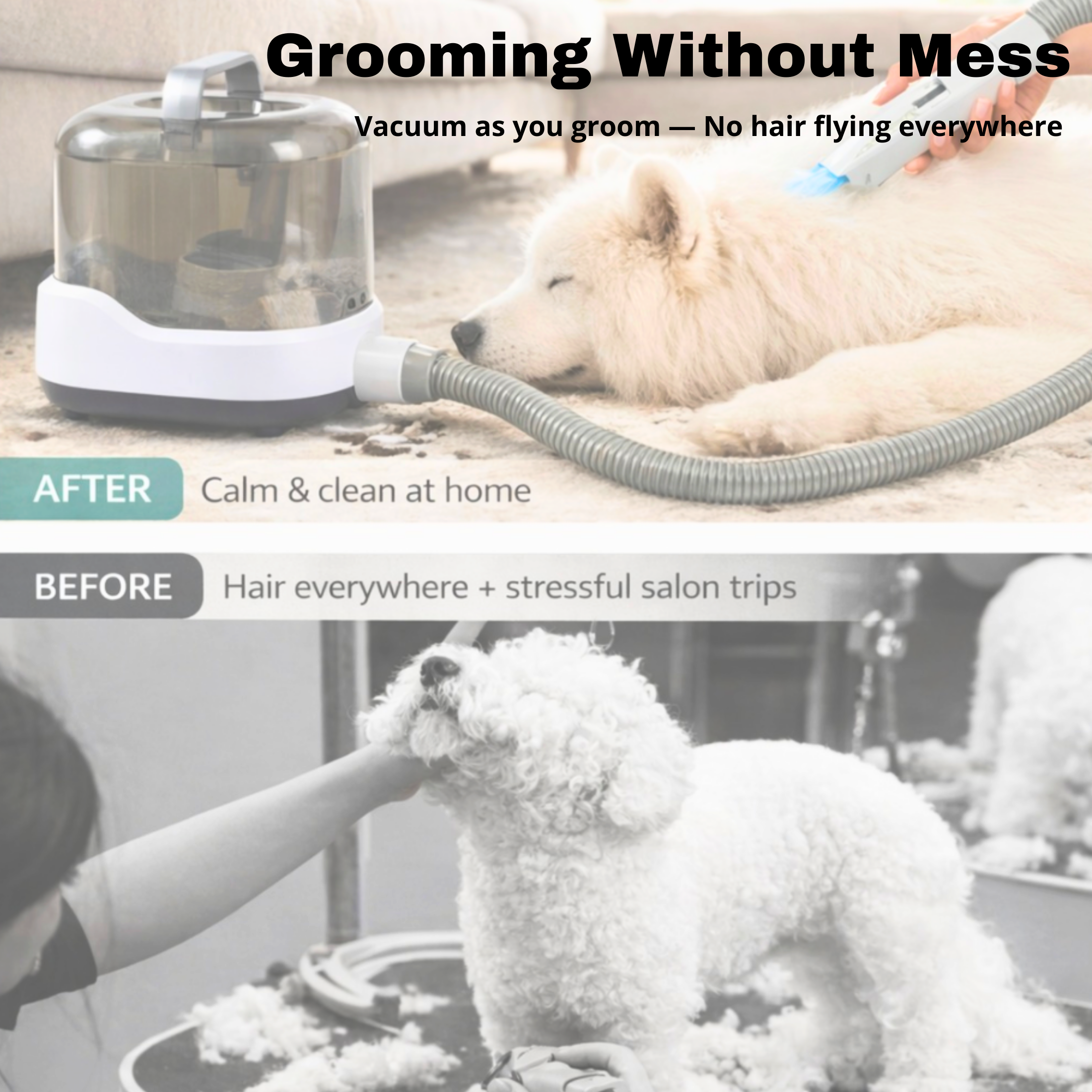 Salon Results at Home, Mess-Free | CalmCare™ Cordless Vacuum Grooming Kit by Dr. Milou