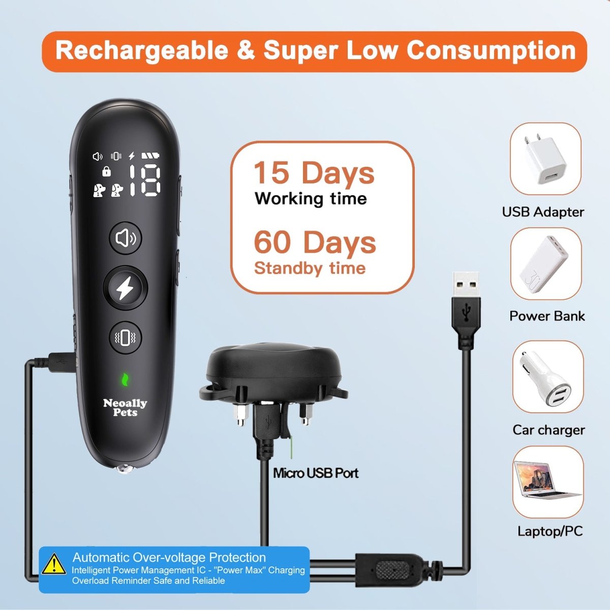 NeoAlly Remote Dog Training Collar for 8-150lbs Dogs | Rechargeable, Waterproof, 3 Training Modes, Security Lock, LED Anti-Lost Lights