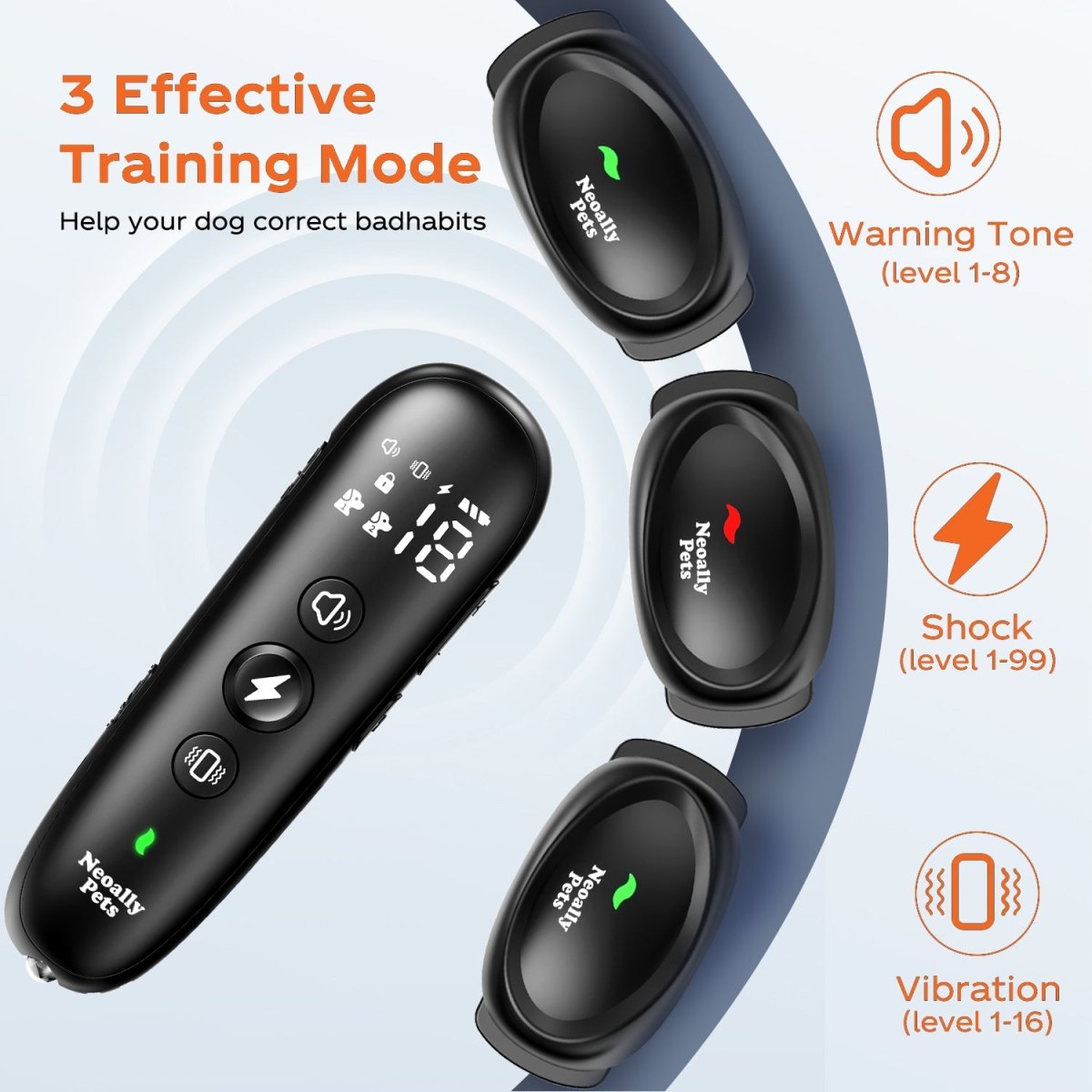 NeoAlly Remote Dog Training Collar for 8-150lbs Dogs | Rechargeable, Waterproof, 3 Training Modes, Security Lock, LED Anti-Lost Lights